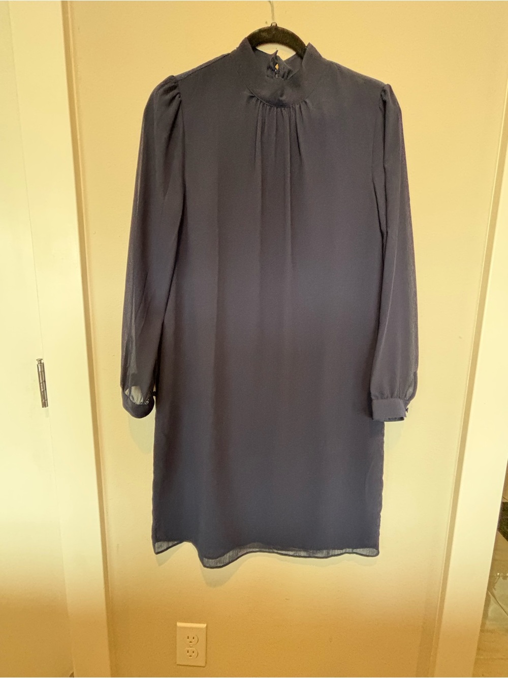 NWT J. Crew Navy Long-Sleeve High-Neck Shift Dress